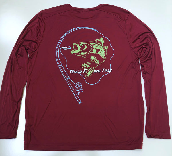 moisture – GFT UPF Tee wicking Long Performance sleeve Cardinal Game About2Strike Fish Trail